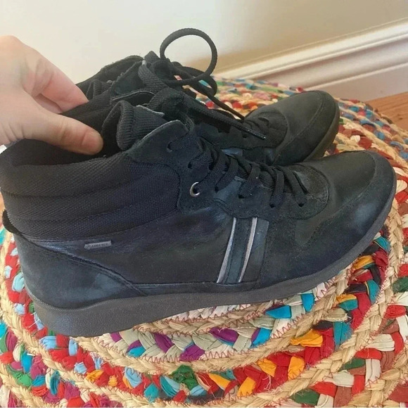 Ecco Gore-tex  black leather canvas boots - Picture 1 of 8